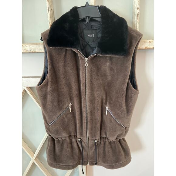 NILS size large brown with black fleece vest - Picture 1 of 4